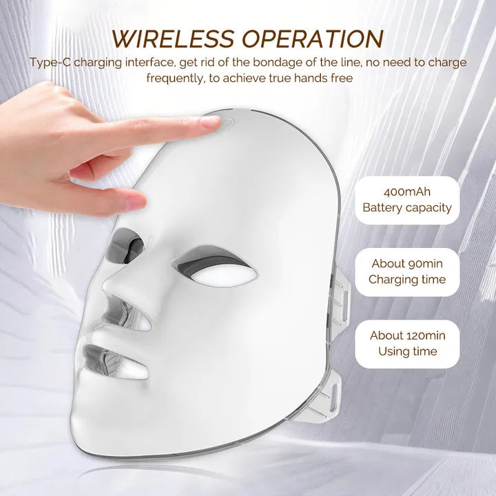 Mascarilla LED Facial Recargable 7 Colores - Cuidado de la Piel en Casa