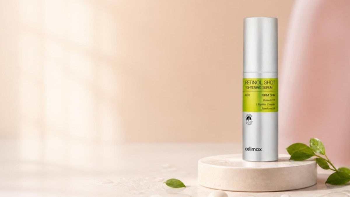 Cosmética coreana - sérum celimax sobre podio